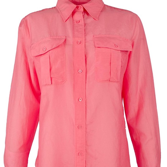 Lauren by Ralph Lauren sheer silky button down - Picture 2 of 8